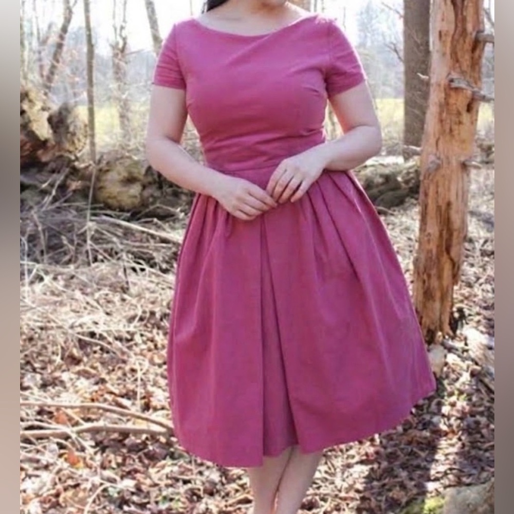 RARE Pinup Couture Kristina Dress in Raspberry Retro Rockabilly- Med - EUC